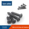 Parafuso autoatarraxante pequeno de cabeça chata cruzada preta com ponta de cauda de pan, customizado de fábrica para brinquedo, oxidação dura, micro parafuso eletrônico
