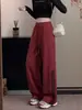 Calça de moletom retrô americana com três listras para mulheres, estilo de rua primavera e outono, cintura alta, modeladora, calça esportiva casual versátil