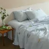 Suave y sedoso~ Juego de cuatro piezas de colcha de verano refrescante 60s Lenzing Tencel lavable con bordado floral, colcha sedosa de aire acondicionado, colcha de verano