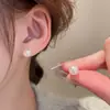 Pendientes Elegantes de Zirconia y Perla Redonda Estilo Francés, Lujo Ligero, Pendientes de Alta Gama, Estilo Retro de Nicho, Pendientes Versátiles para Mujer