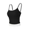 Coletes Esportivos Acolchoados Falsos de Duas Peças em Cores Contrastantes, Suéter de Malha com Alça, Uma Tasse, Lingerie, Roupa de Yoga, Top Respirável para Fitness