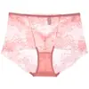 Calcinhas de Renda Sexy Transfronteiriças para Mulheres, Respiráveis Plus Size Cintura Média-Baixa, Roupa Íntima Transparente Vazada 9008