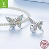 Charm plateado plata esterlina s925 mariposa mágica cuentas de posicionamiento de silicona pulsera diy original accesorios de joyería con cuentas
