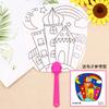Patrón de Montaje de Abanico en Blanco DIY Abanico de Papel Abanico para Niños Pintura Graffiti Pintado a Mano Tarjeta Blanca de Doble Cara Abanico en Blanco