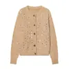 Comercio Exterior al por Mayor Nueva Moda Primavera 2026 Cardigan de Punto con Lentejuelas de Manga Larga Versátil Holgado Estilo Europeo y Americano para Mujer