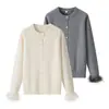 Ropa de Mujer Transfronteriza 2026 Moda Europea y Americana Casual Simple Suéter de Punto de Cuello Redondo de un Solo Botón con Puños Peludos para Mujer C93134