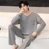Pijama de Gola Alta para Homem Primavera e Outono 2025 Novo Algodão Tamanho Grande Solto Manga Longa Juventude Conjunto de Roupa de Casa de Inverno