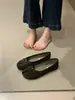 ¡Versión de piel de oveja! Zapatos de vestir de corte bajo con suela plana de 1 cm para mujer, 2026 primavera y otoño, nuevos mocasines slip-on de flocking