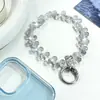 Cadena de Teléfono Móvil con Cuentas de Cristal de Imitación Coloridas de Lujo Ligero Colgante de Cámara para Bolso Pequeño Fresco Exquisito para Mujer Llavero de Nicho
