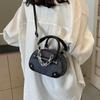 Bolso de Lona Denim para Mujer 2024 Nueva Moda Corea del Sur Cadena Bolso Cuadrado Pequeño Color Contraste Bolso de Mano Texped a la Moda Bolso Bandolera
