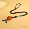 Pulsera Roja de los Reinos Combatientes con Colgante de Ágata y Jade, Colgante de Paz Unisex, Placa Anti-Preocupaciones, Collar de Cuentas Dzi, Colgante de Cadena para Suéter de Jade