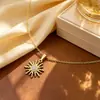 Colar com pingente de girassol radiante cravejado de diamantes, temperamento de alta classe, luxo requintado, versátil, senso de design de nicho