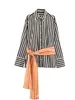 Comercio exterior transfronterizo ropa de mujer 2026 otoño nuevo diseño de moda europeo y americano camisa a rayas con cinturón de empalme 7047153