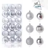 Conjunto de 36 peças de enfeites de Natal, decorações de árvore de Natal de 3/4cm, brilhantes, bolas embaladas em balde, bolas de plástico galvanizado