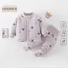 Pijama Infantil 120g Acolchado Otoño e Invierno Bebé Cintura Alta Conjunto Dividido Clase A Algodón Puro Ropa de Casa para Bebé Ropa Infantil Anyang