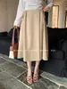 Xiu Xixi 2026 Primavera Marca Branca Elegante Cor Sólida Simples Tencel Emagrecedor Plissado Saia Longa 85400
