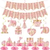 Set de Decoración para Fiesta de Cumpleaños Rosa y Dorado de Amazon Pancarta de Cumpleaños Negra y Dorada Adornos Colgantes Espirales Decoración de Panal para Mesa