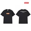 Versión Alta Tendencia de Belleza Transfronteriza Caja Estampada con Logo de Letra Suprema Camiseta de Cuello Redondo de Manga Corta para Hombres y Mujeres Holgada y Casual