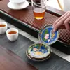 Posavasos para Taza de Té Kung Fu Cloisonné Portavasos para Ceremonia del Té Portamaceta de Color Esmalte Mesa de Burbujas Secas Portaté de Cobre Esterilla de Té Metal