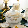 Juego de Vajilla de Cerámica de Jingdezhen Lago de los Cisnes 28 56 Tazones y Platos de Porcelana Fina Regalos para el Hogar Logotipo Personalizado Venta al por Mayor