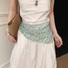 Bufanda de Seda de Lunares Florales de Gama Alta para Mujer, Nuevo Estilo Artístico Pastoral Estilo Chino, Decoración de Cortina de Cuero, Accesorio de Cintura de Nicho para Primavera
