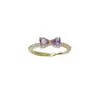 Moda de Verano Nuevo Anillo Abierto Versátil con Lazo de Pedrería Exquisito Simple de Gama Alta Súper Brillante para Dedo Índice Venta al por Mayor