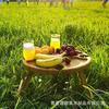 Mesa y Silla Portátil de Madera para Exterior Mesa de Snacks Mesa de Frutas Botellero de Vino Tinto Mesa y Silla Casuales Mesa y Silla Portátil para Picnic