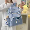 Mochila Escolar de Estilo Coreano Multicapa de Gran Capacidad en Color Contrastante Diseño de Nicho Ligera Reductora de Carga Protección de Columna Vertebral Mochila para Clase y Viajes