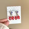 Brinco de Clipe Infantil Cereja Vermelha Sem Furo Brincos de Resina Desenho Animado Brincos de Coração de Cristal Transparente de Alta Qualidade