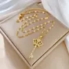 [Acero de titanio] Collar de boda con forma de corona, ligero, de lujo, para banquetes transfronterizos, para mujer, con cadena de clavícula que combina con todo, de acero de titanio.