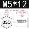 Tuerca remachable galvanizada Espárrago Agujero ciego Espárrago Rosca interna Inserto roscado Acero al carbono Parte remachable BSO-M5*5-M5*40