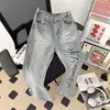 Jeans para hombre con estampado de rayo y letras, corte recto holgado, estilo American high street, pantalones acampanados versátiles y modernos de corte ceñido