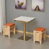 Mesa de comedor de pizarra comercial para restaurantes temáticos, locales de barbacoa, cafeterías, fiambrerías, restaurantes de ramen, con taburetes de madera maciza y mesas de comedor de pizarra en estilo minimalista