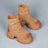 ZDW6620-8 Salto Aumentado Fundo Grosso Couro Genuíno Botas Martins Femininas Outono e Inverno 2024 Novo Estilo Mocassim Casual Botas de Cano Curto