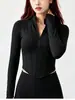 AL nueva chaqueta de yoga ajustada para mujer, primavera y otoño, deportiva profesional, para correr, entrenamiento, adelgazante, con cremallera, para ciclismo, manga larga