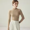 Suéter de peça única 100% cashmere sem costura para mulheres, gola semi-alta, pulôver de tricô slim fit, estilo outono e inverno