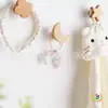 Ganchos de Madera Maciza con Forma de Estrella, Lindos Ganchos Decorativos de Luna Adhesivos, Ganchos de Madera Simples para Pared sin Taladro, Flor Nube