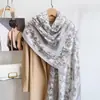 Pañuelo Cuadrado de Algodón y Lino con Estampado de Bosque de Bambú Estilo Chino Nuevo JM, Pañuelo de Seda Elegante Estilo Nacional, Chal para Abrigo de Otoño e Invierno con un Toque de Alta Gama