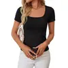 Ropa de Mujer para Comercio Exterior Europeo y Americano, Camiseta de Manga Corta Transfronteriza, Negra, Nuevo Estilo Verano 2026, Top Básico para Mujer