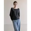 Nova coleção de outono: Suéter de tricô grosso, cor sólida, modelagem solta, de um ombro só, estilo francês, relaxado e casual, para mulheres