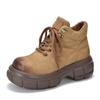 Botas café Maillard usar botas de tobillo de suela gruesa con forro polar diseño otoño e invierno cuero genuino botas Martin moda