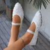 Zapatos de ballet de moda con gradiente de rosa tridimensional para mujer, con una cómoda parte superior de malla y un diseño de punta fina poco profunda