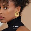 Pendientes irregulares grandes en forma de C con diseño de nicho de moda europea y americana para mujer, chapados en cobre y oro, elegantes, de alta gama, ligeros y de lujo.
