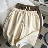 Estilo americano retro cor sólida casual shorts esportivos masculino e feminino verão solto perna larga casal all-match calças finas