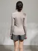 Suéter de punto de imitación de dos piezas para mujer, nuevo diseño de otoño 2026, corte ajustado, top tipo cárdigan con textura de raya vertical