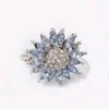 Artículo Popular Transfronterizo: Anillo de Girasol con Incrustación de Circonita Azul Claro, Anillo de Moda para Mujer Estilo Europeo y Americano, Venta al por Mayor desde Fabricante de Wish