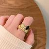 Anillo Abierto Ajustable Estilo Lujo Ligero Latón Galvanizado con Incrustaciones de Zircón Anillo que No se Desvanece Joyería Nicho al por Mayor