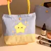 Bolsa de Lona com Logo Personalizável, Grande Capacidade, Bordado em Cor Contrastante, Bolsa de Mão de Aparência Sofisticada, Bolsa Versátil de Desenho Animado para Roupas de Trabalho