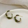 Pendientes de Tornillo Retorcidos Esmaltados con Goteo de Aceite Estilo Coreano Chapados en Oro Cobre para Mujer, Nuevos Pendientes de Botón de Moda Trendy de Lujo Ligero de Nicho con Temperamento