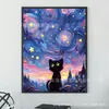 Venda Quente Transfronteiriça Pintura de Diamante Gato Céu Estrelado Pintura de Diamante DIY Decoração de Casa Fábrica de Pintura Venda Direta Temu Dropshipping